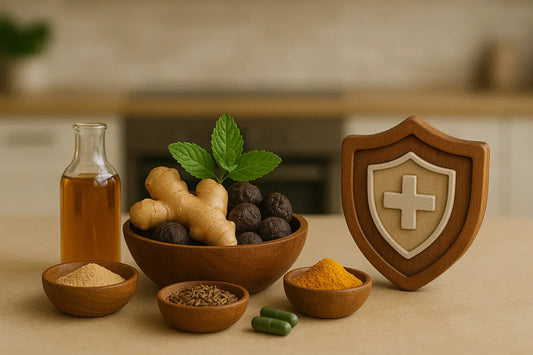 Image showing ayurvedic herbs helping in building a stronger immunity.