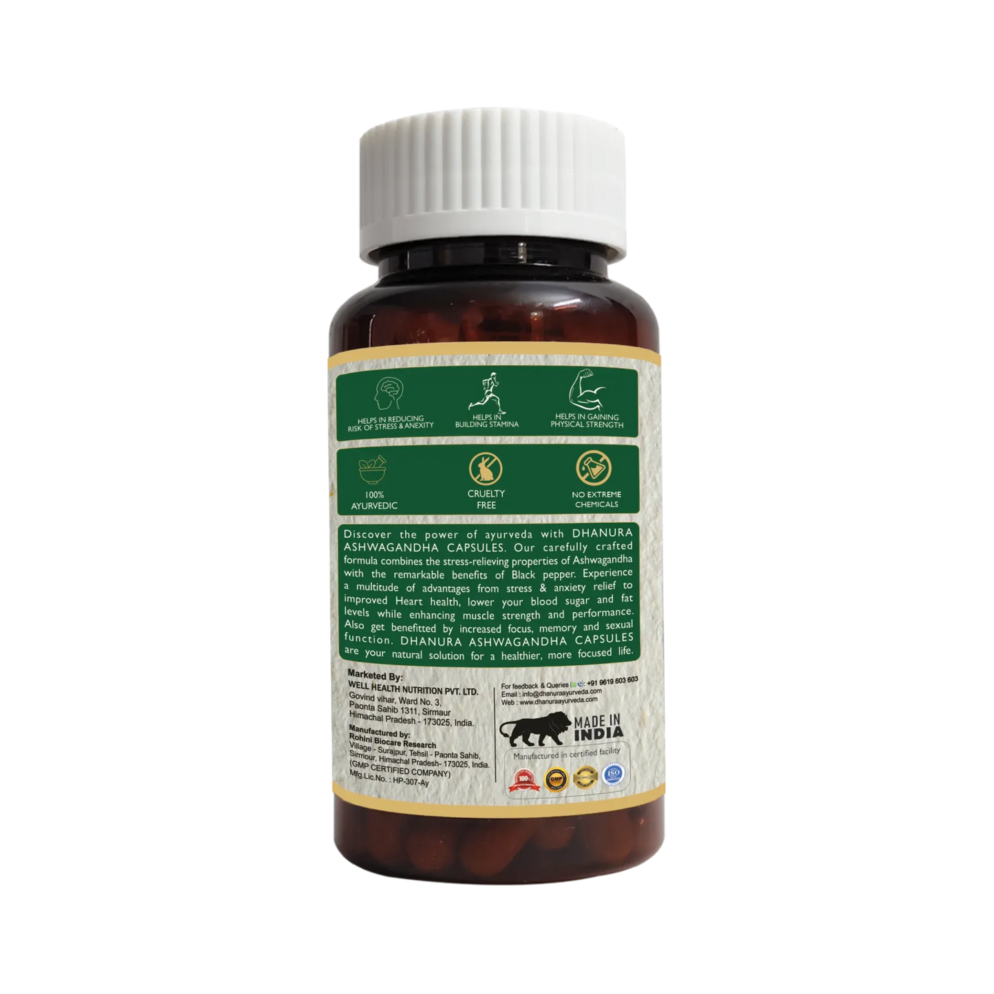 Pure Ashwagandha for Stress Relief, Energy & Mental Balance -60 Tablets