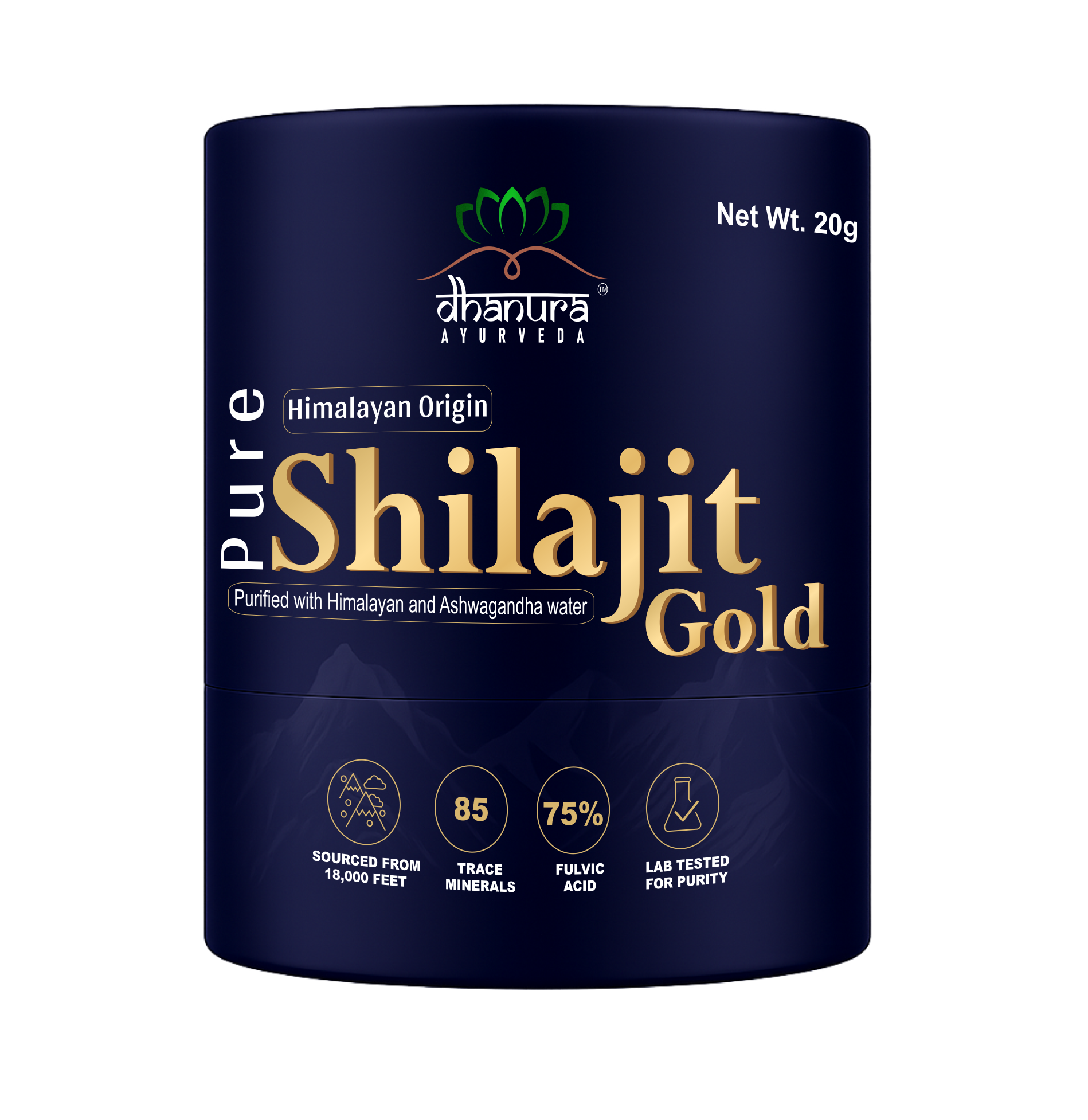 Premium Shilajit Gold Resin -85+ Minerals, 75% Fulvic Acid (20 Gram)