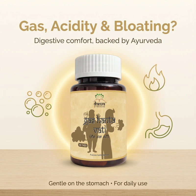 Dhanura Gas Hanta Vati - Ayurvedic Digestive Support for Gas, Acidity & Bloating.