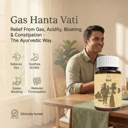 Gas Hanta Vati - Ayurvedic Digestive Support for Gas, Acidity, Bloating & Constipation