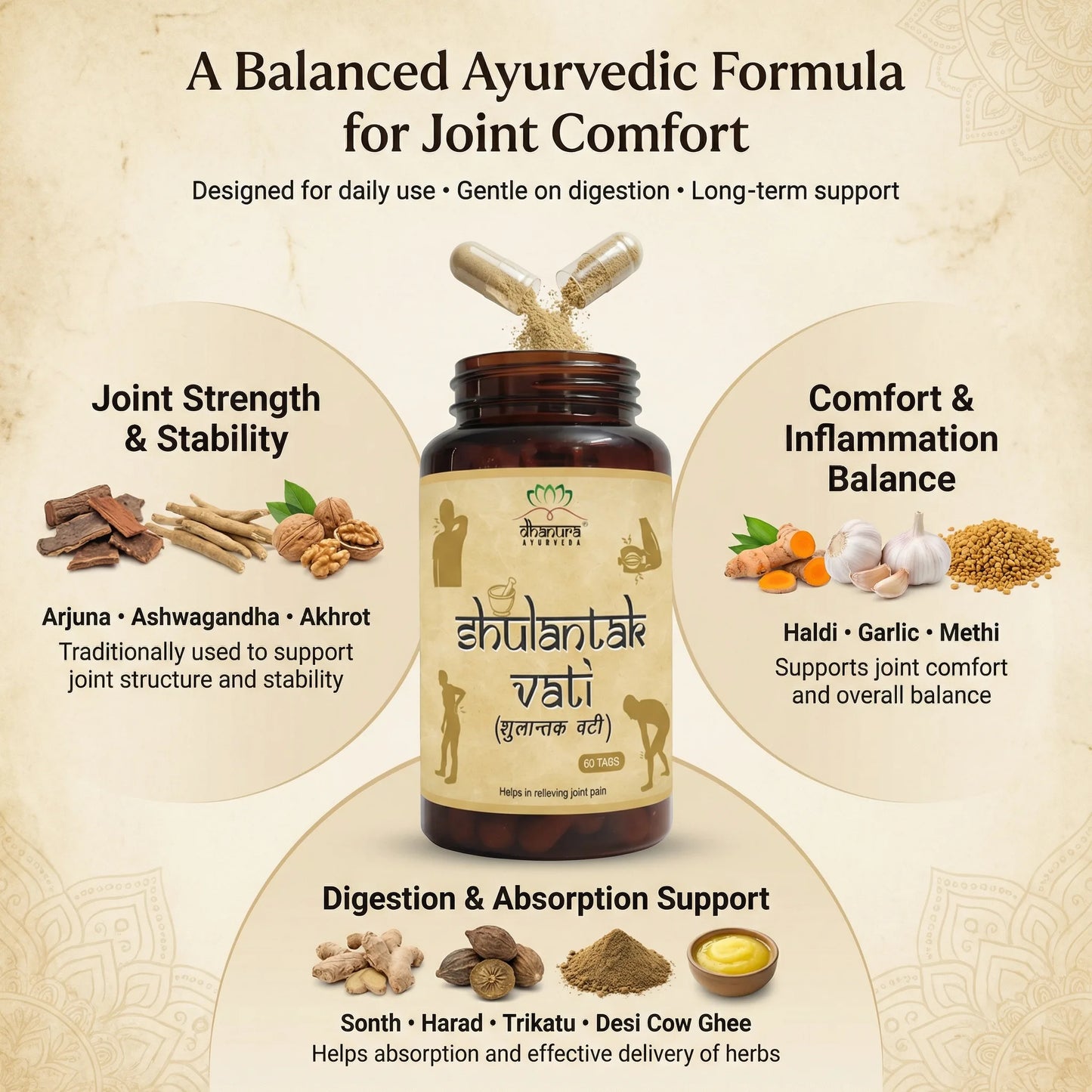 Shulantak Vati - Helps Keep Joints Strong, Flexible & Free- Dhanura Ayurveda