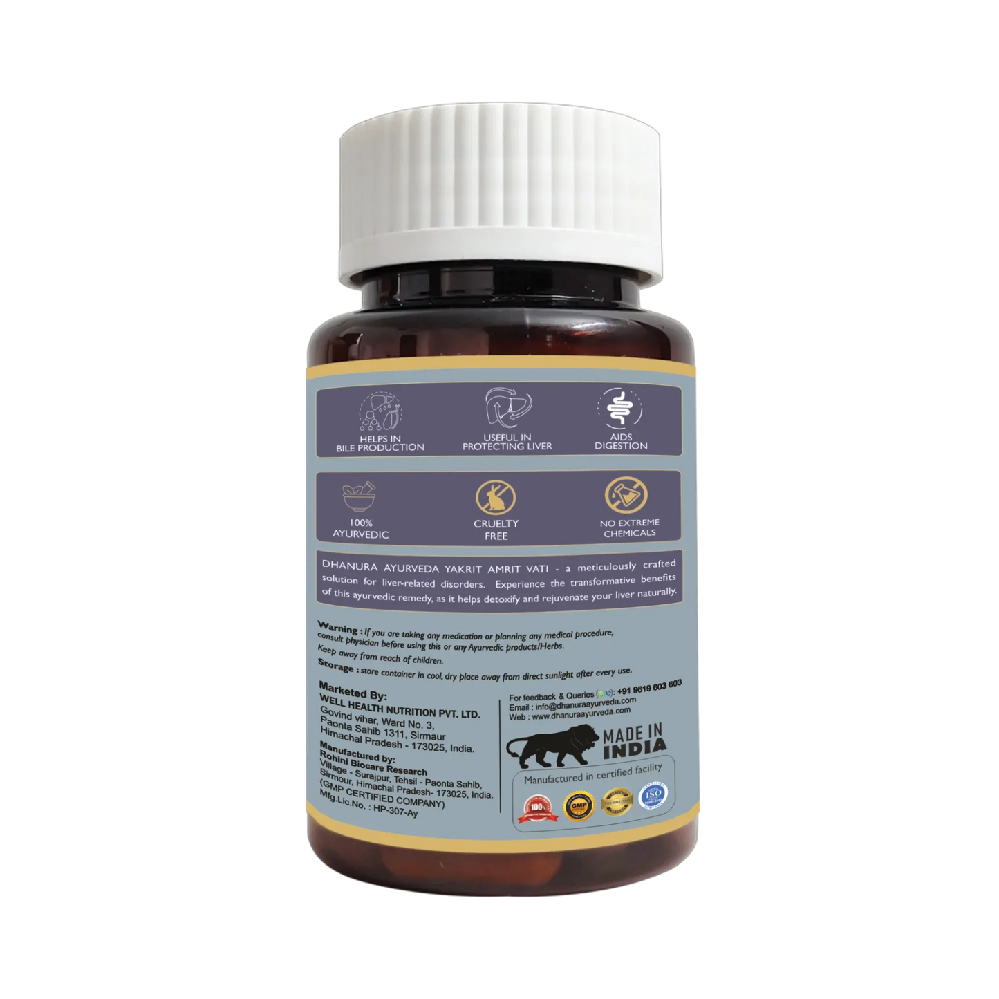 Dhanura Yakrit Amrit Vati - Ayurvedic Liver Detox Supplement