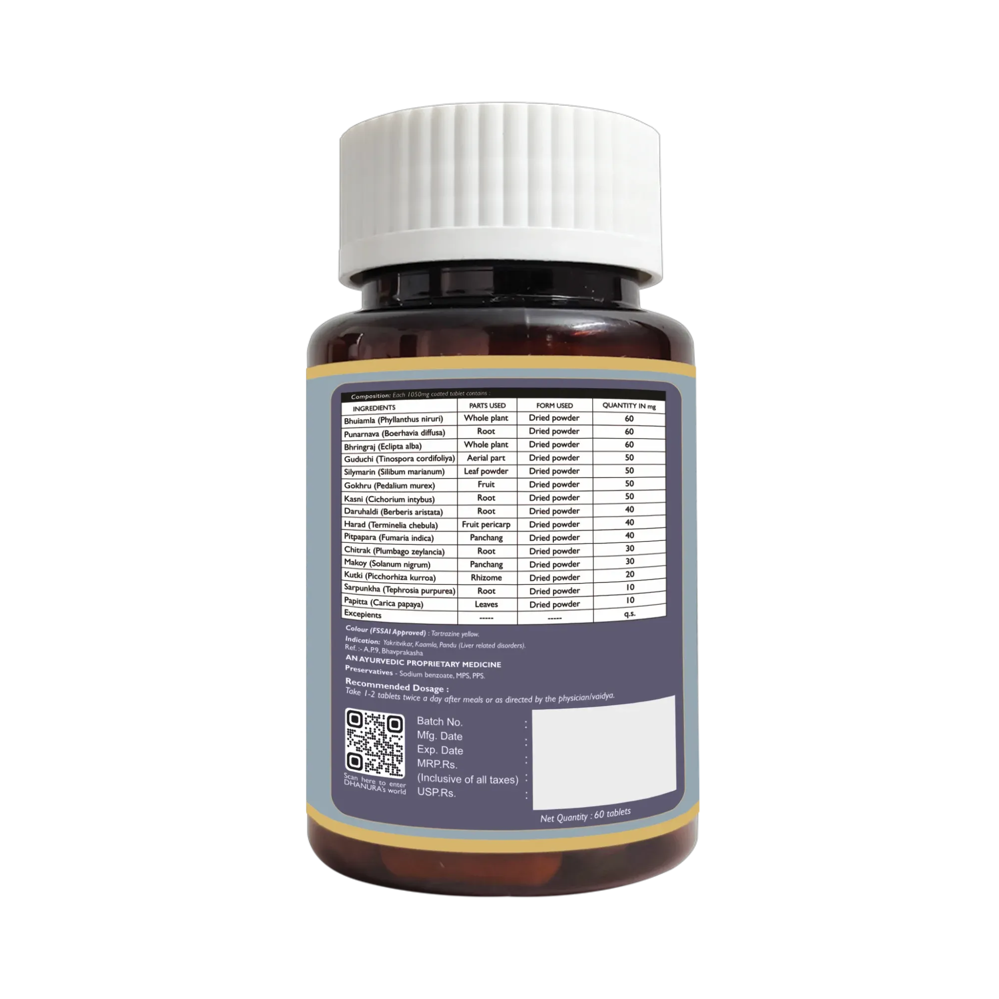 Dhanura Yakrit Amrit Vati - Ayurvedic Liver Detox Supplement