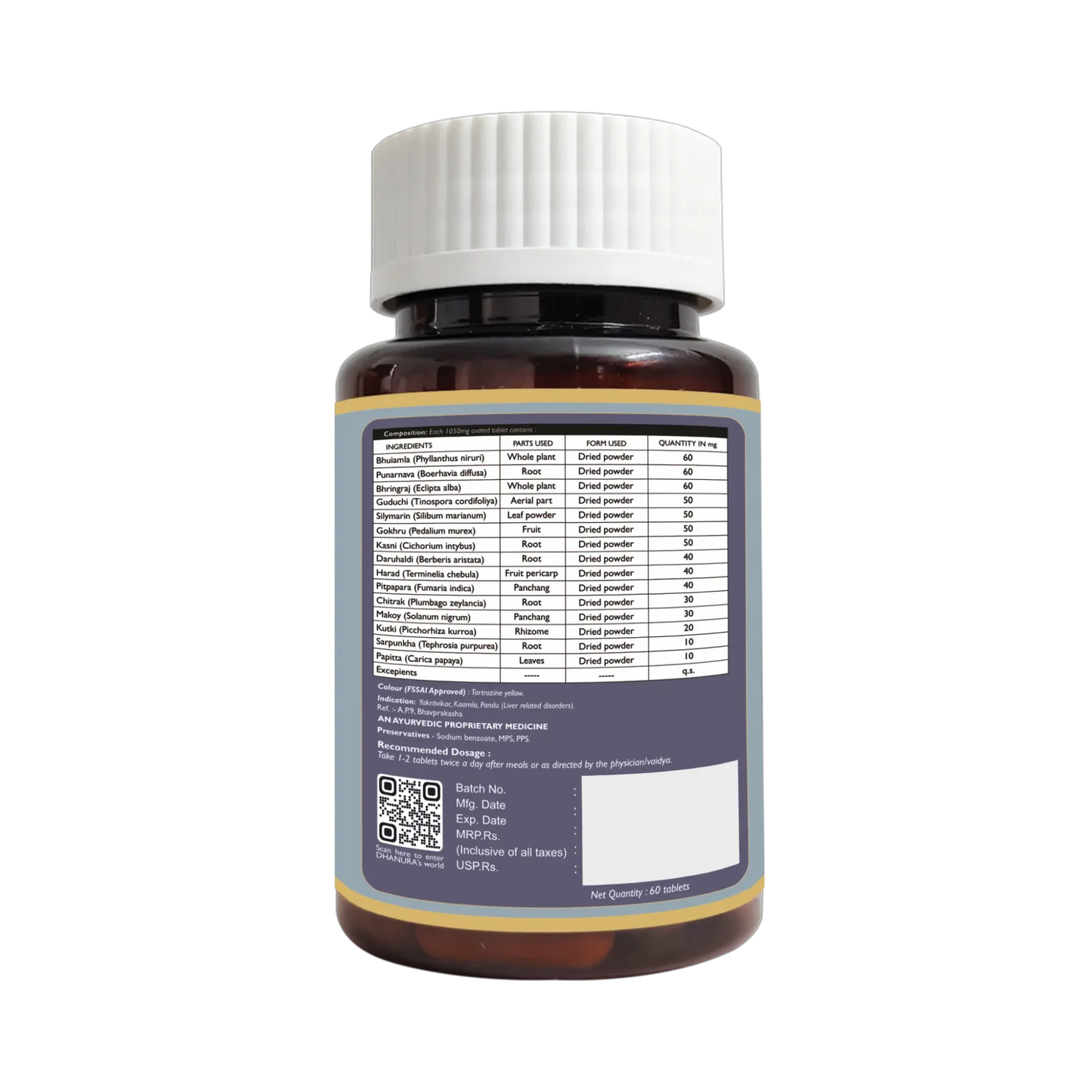 Dhanura Yakrit Amrit Vati - Ayurvedic Liver Detox Supplement
